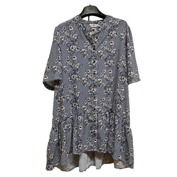 Coco y Club stripe peplum shirt dress Navy blue Striped with white size XL woman - Picture 1 of 15